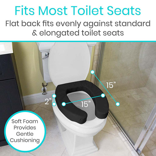Cushioned Toilet Seat Riser Black 2’’ Soft