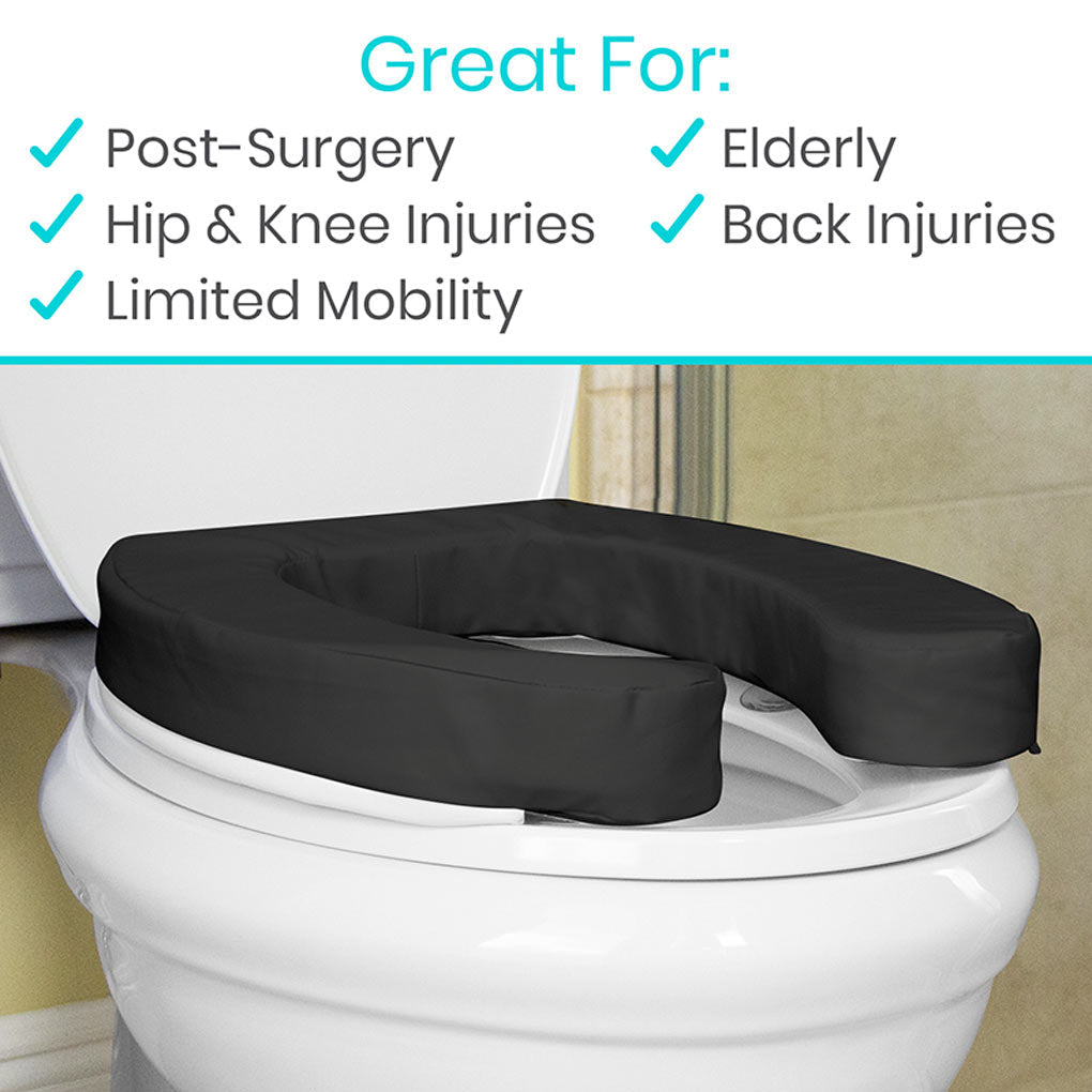 Cushioned Toilet Seat Riser Black 2’’ Soft