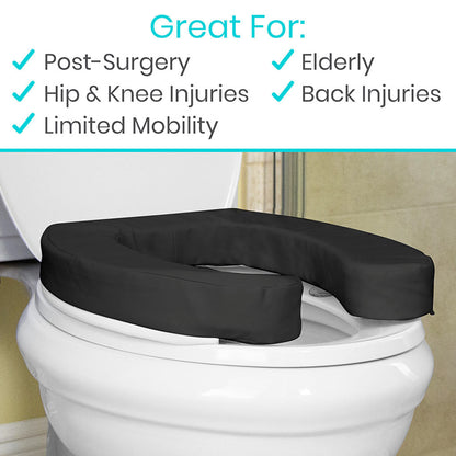 Cushioned Toilet Seat Riser Black 2’’ Soft