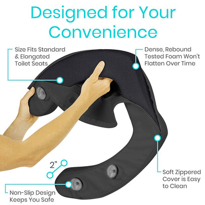 Cushioned Toilet Seat Riser Black 2’’ Soft