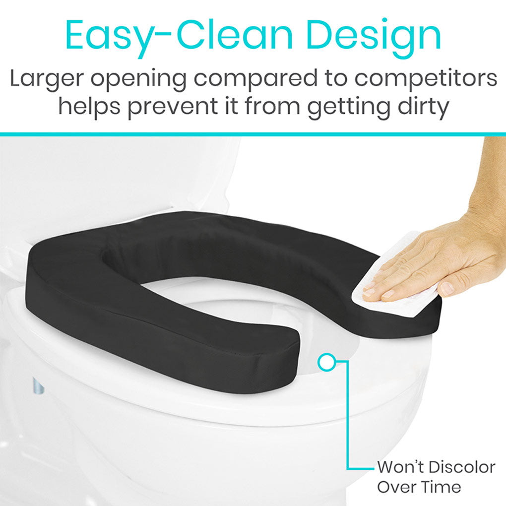 Cushioned Toilet Seat Riser Black 2’’ Soft