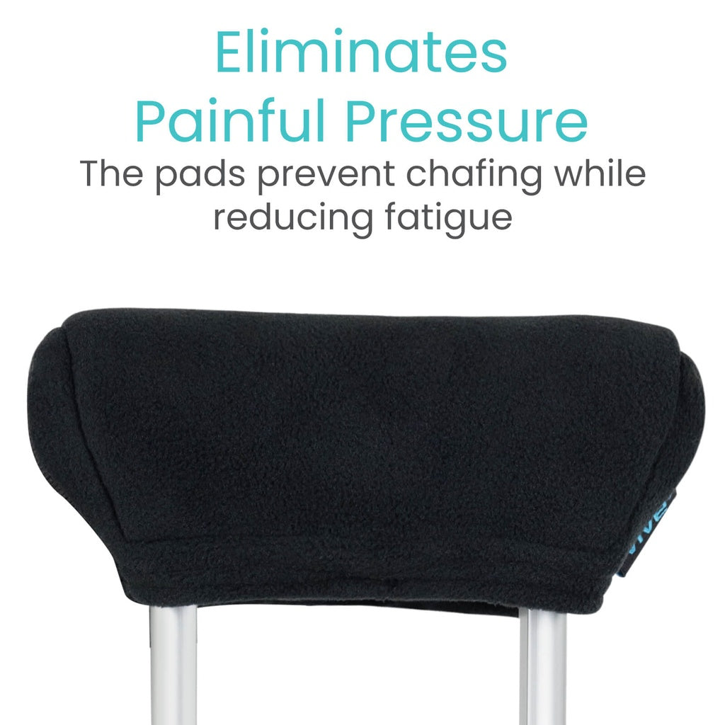 Fleece Crutch Pads with Hand Grips - Black