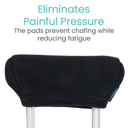 Fleece Crutch Pads with Hand Grips - Black