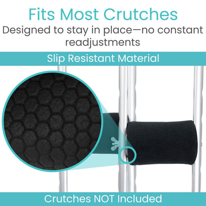 Fleece Crutch Pads with Hand Grips - Black