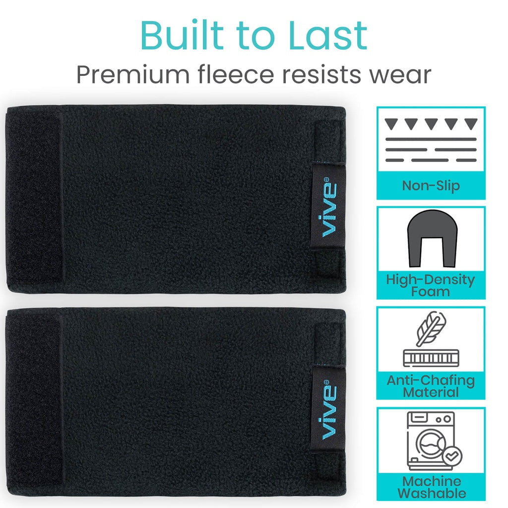 Fleece Crutch Pads with Hand Grips - Black