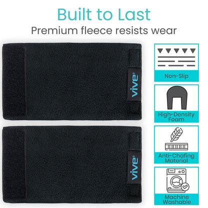 Fleece Crutch Pads with Hand Grips - Black