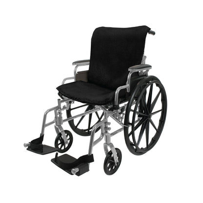 Sheepskin Wheelchair Seat and Backrest Pads - Black