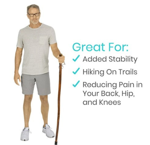 Solid Wooden Walking Sticks, 2 Pack With Rubber Tips - Mobility & Transfer Equipment