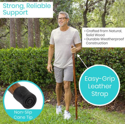 Solid Wooden Walking Sticks, 2 Pack With Rubber Tips - Mobility & Transfer Equipment