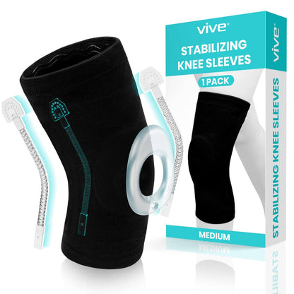 Stabilizing Compression Knee Sleeve With Patellar Support - Medium / Standard - Orthopedics & Bracing