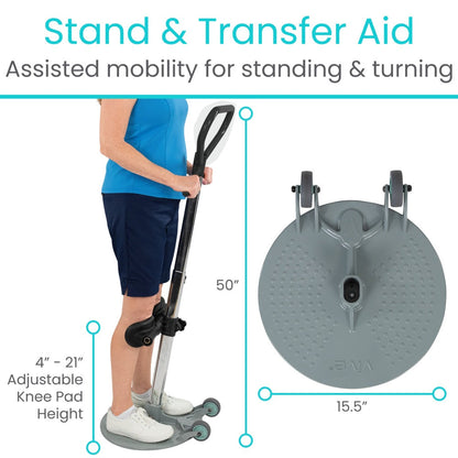 Stand-Assist Rotating Transfer Disc With Knee Support - Mobility & Transfer Equipment