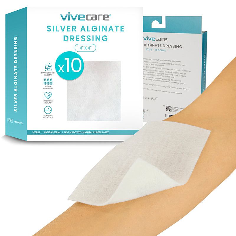 Silver Alginate Dressing (Sterile) Vive Care - 4’’ / 10 Pack