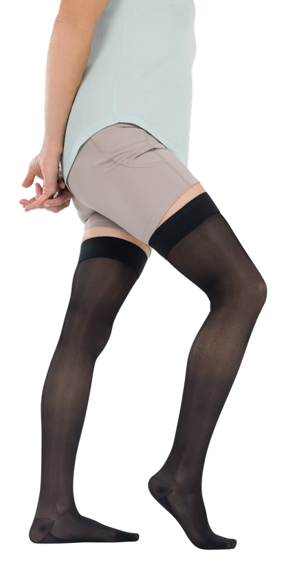 Thigh-High Compression Stockings 20–30 mmHg With Graduated Support - Small / Black - Orthopedics & Bracing