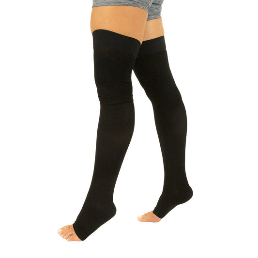 Thigh High Open Toe Compression Stockings 15-20mmHg