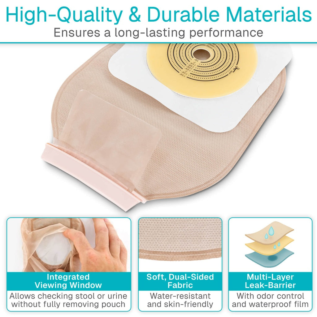 Two-Piece Ostomy Pouches, 10 Count With Closure Options - Wound Care & Infection Control