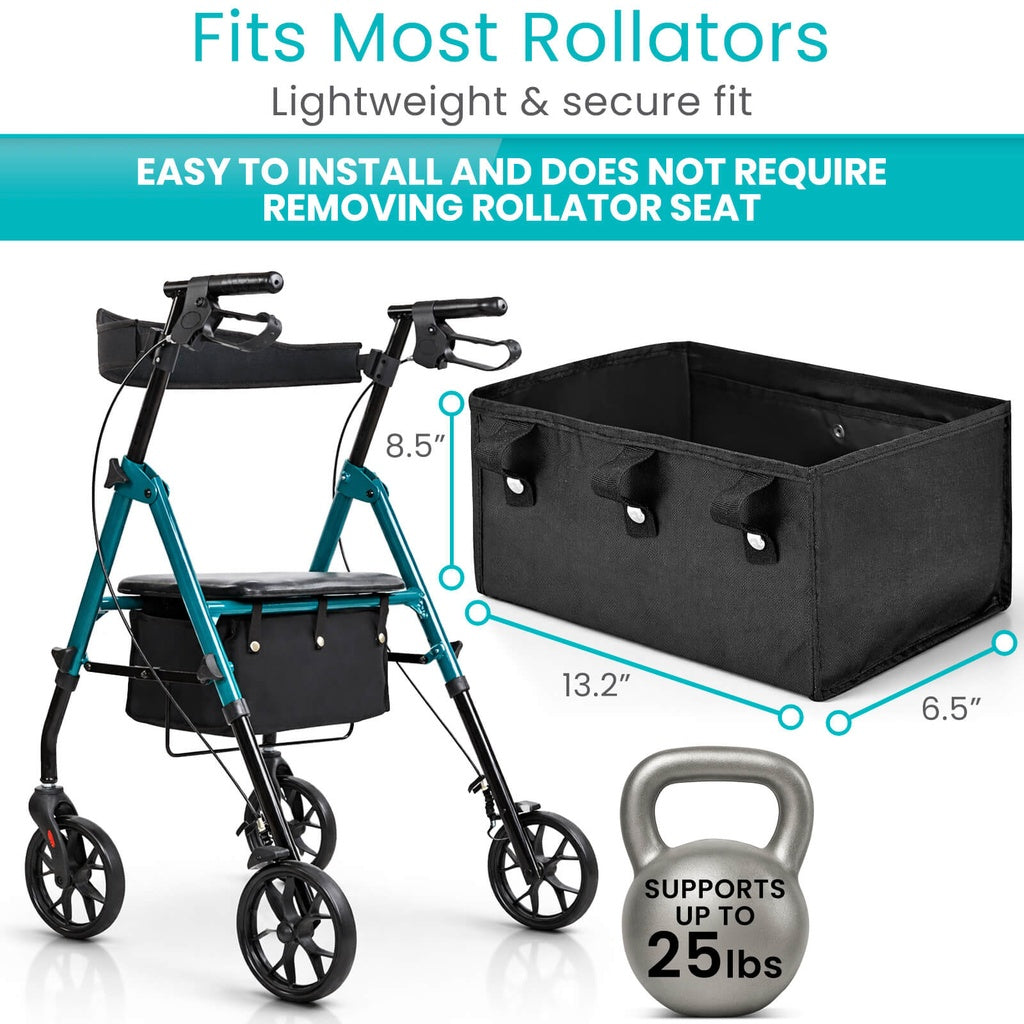 Under-Seat Rollator Storage Bag With Secure Attachment - Mobility & Transfer Equipment