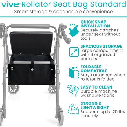 Under-Seat Rollator Storage Bag With Secure Attachment - Mobility & Transfer Equipment