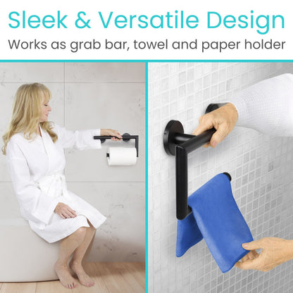Wall-Mounted Safety Grab Bar With Toilet Paper Holder - Bathroom Safety & Daily Living