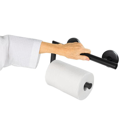 Wall-Mounted Safety Grab Bar With Toilet Paper Holder - Bathroom Safety & Daily Living