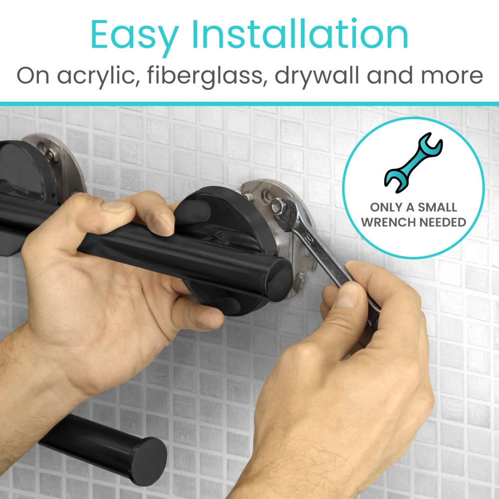 Wall-Mounted Safety Grab Bar With Toilet Paper Holder - Bathroom Safety & Daily Living