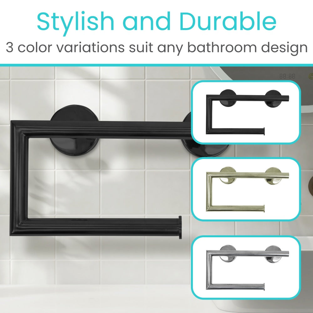 Wall-Mounted Safety Grab Bar With Toilet Paper Holder - Bathroom Safety & Daily Living