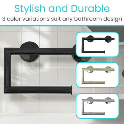 Wall-Mounted Safety Grab Bar With Toilet Paper Holder - Bathroom Safety & Daily Living