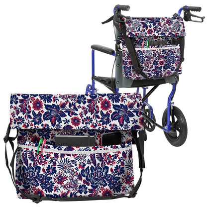 Wheelchair Bag - Red and Blue Floral